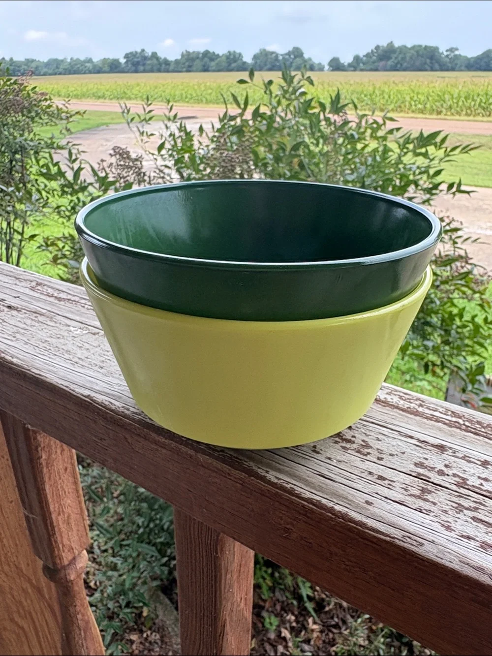 Anchor Hocking Green and Yellow Dining Mugs - Set of 2